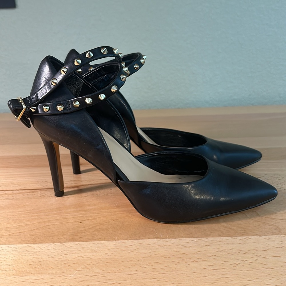 JLO black studded ankle strap with 3.5in heel